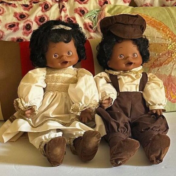 Pauline Bjonness -Jacobsen Vintage 1990s 18” African American Boy And Girl Doll - Picture 1 of 10